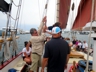 Helping hoist the sails in Newport Harbor